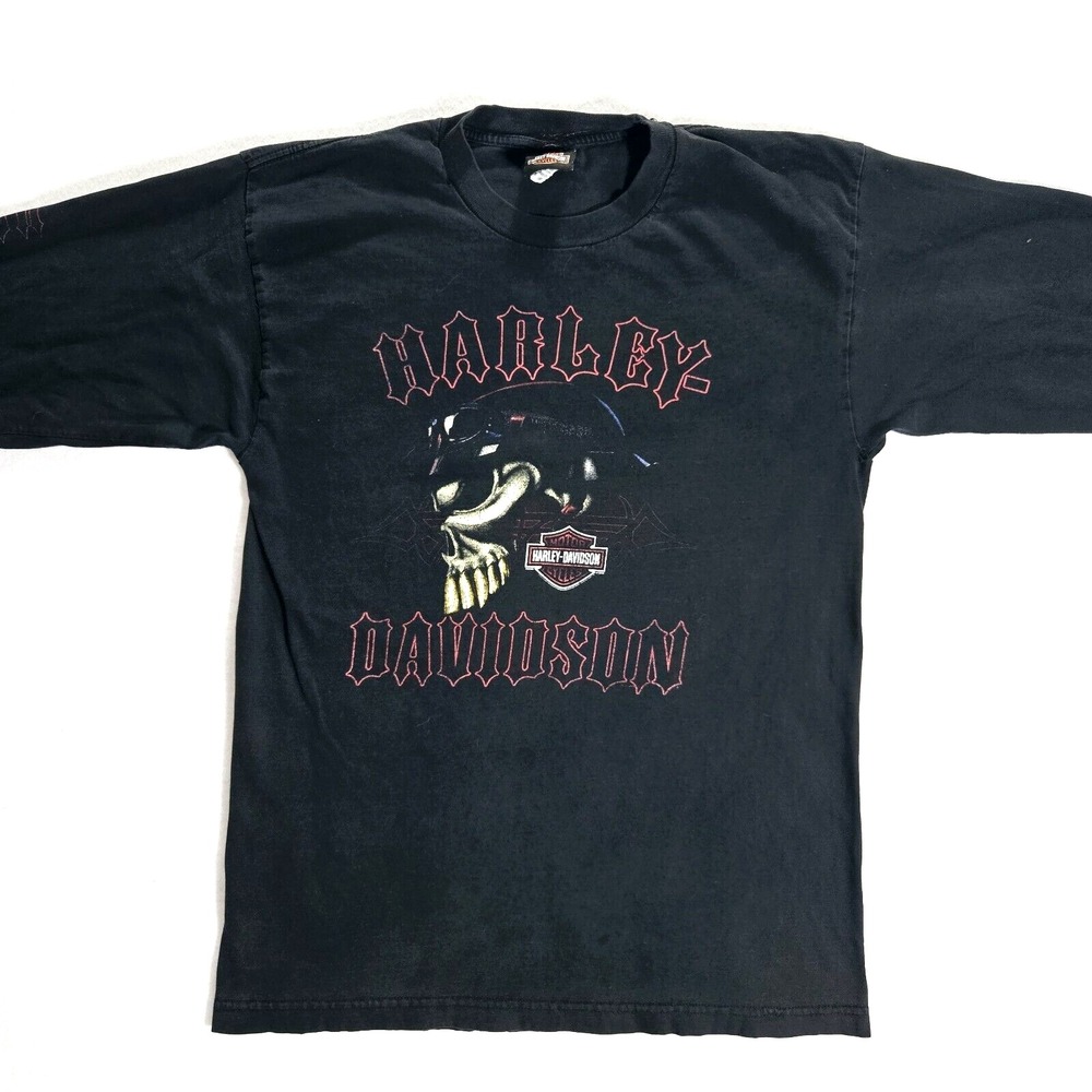 Vintage Harley Davidson Made In USA T-Shirt Mens Long Sleeve Black Large Cotton